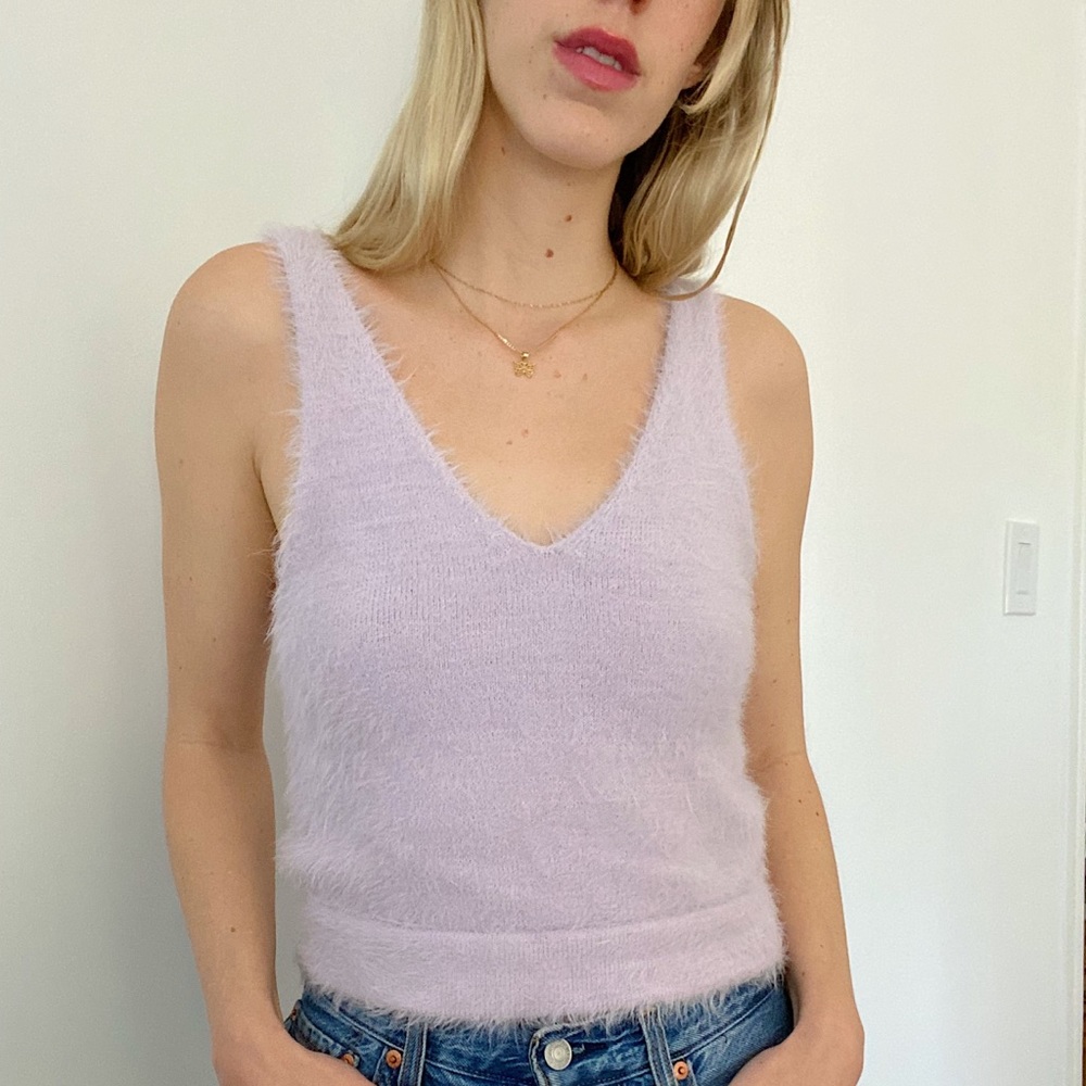 Fuzzy sweater tank